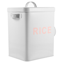1Pc White Iron Rice Storage Box Sturdy Household Flour Storage Tank