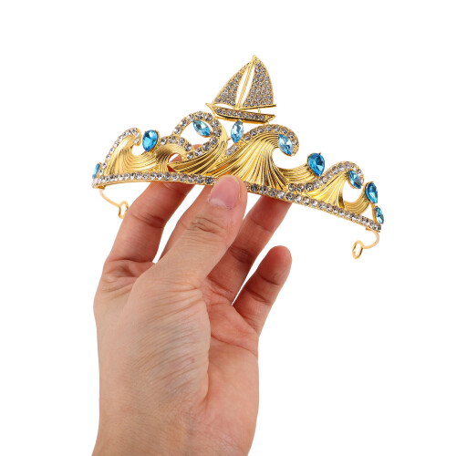 Gouden Haaraccessoire Met Zeilboot Kroontje 2