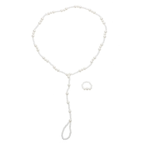 2St Wit Parel Voetbandje Dames Strand Sandaal Accessoire
