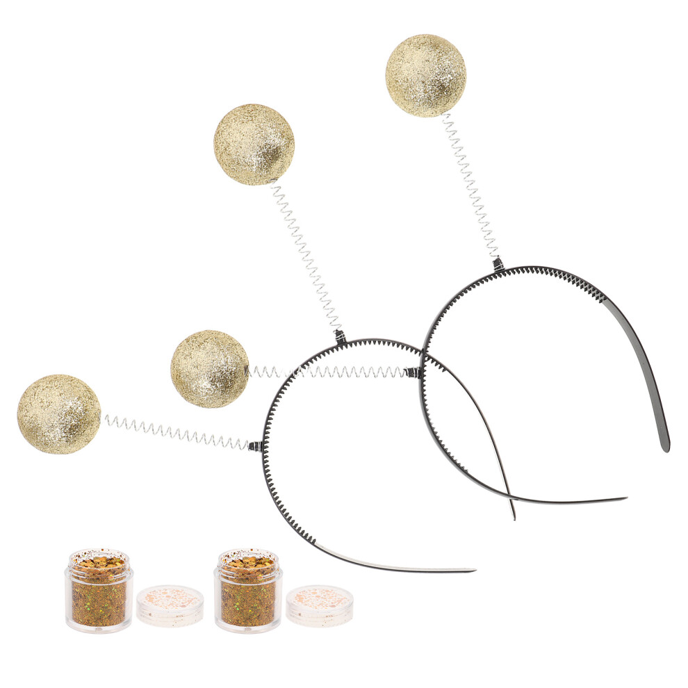 2Sets Glitterende Gouden Antenne Hoofdbanden - Accessoires-image