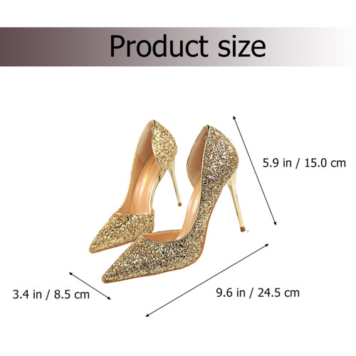 2Paren Gouden Pailletten Pumps Met Hak Dames 1