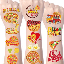 Yoyuspy Tatuajes Temporales de Pizza - 200+ Decoraciones y Regalos para Fiesta de Cumpleaños