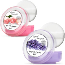 R-NEU 2er Pack Körperpuder für Frauen mit Puderquaste, 100% Talkumfrei, eleganter Rosenduft & königlicher Blumenstrauß