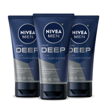 Nivea Men Nettoyant Visage Profond et Gommage Charbon Naturel, Exfoliant pour Hommes