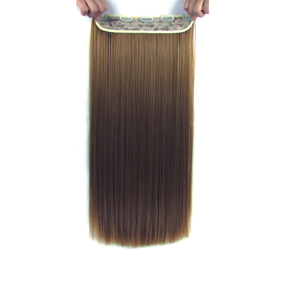 Beaute Galleria 22 Inches Straight Half Head Clip In Synthetic Hair Extensions Cosplay Hairpiece For Women (Dark Blonde)