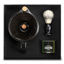 Savanna Shaving Scuttle Mug Kit - Shaving Bowl With Shave Soap, Shave Brush, Porcelain Scuttle Shaving Mug, Keeps Lather Hot, Creamy Lather, Hot Shave