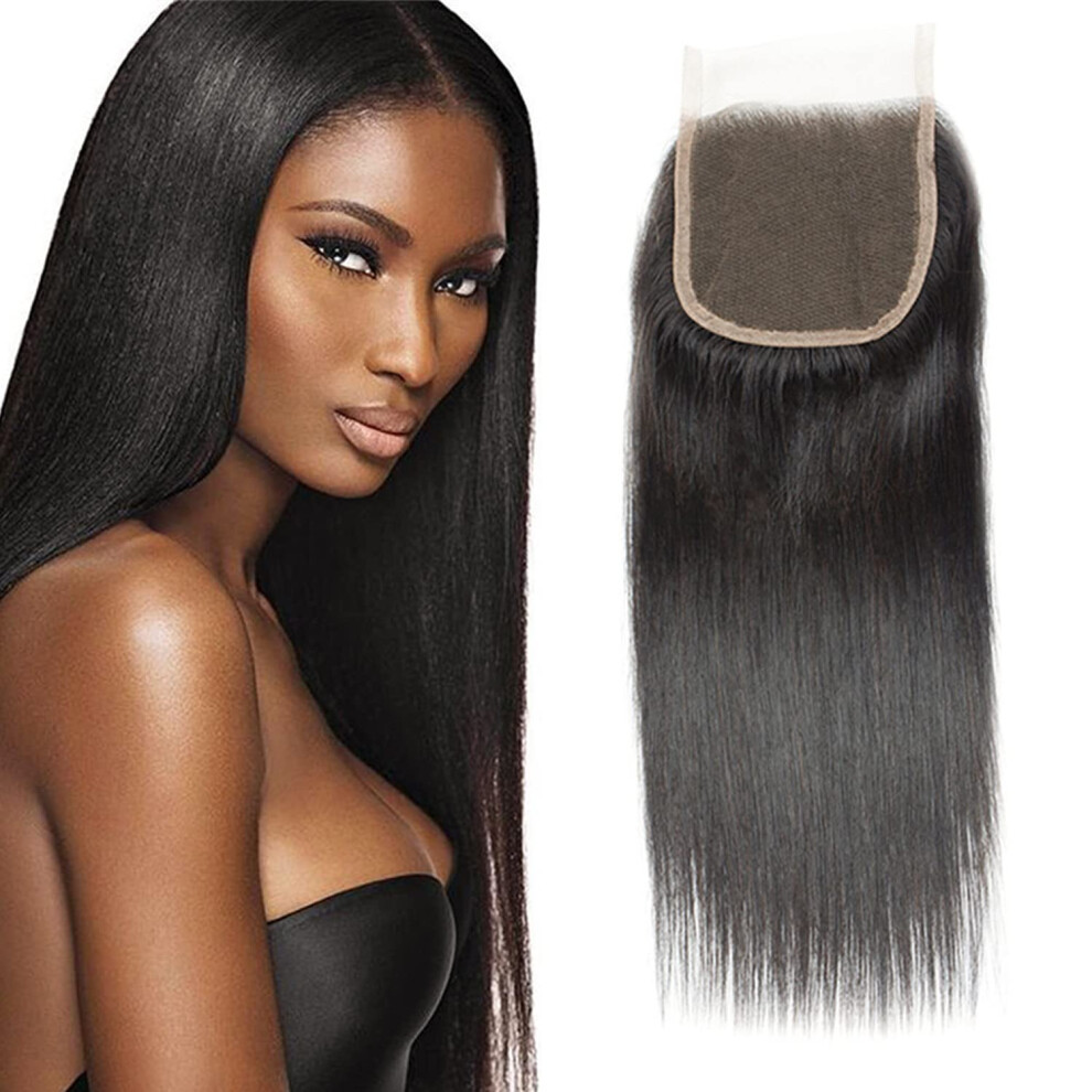 Lusina Straight Closure Human Hair Straight Lace Closure 4X4 Free Part Transparent Hd Lace Closure 100% Unprocessed Brazilian Human Virgin Hair Swiss Lace Cl