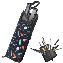 2 in 1 Hitzebeständiger Glätteisenhalter und Lockenwicklerhülle - Tragbare Neopren-Tasche mit Silikonmatte für Haartools, 13 x 5 Zoll
