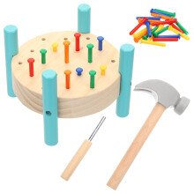 2Ensembles Banc Nailing Enfant Bois Marteau Jouet Couleurs Vives