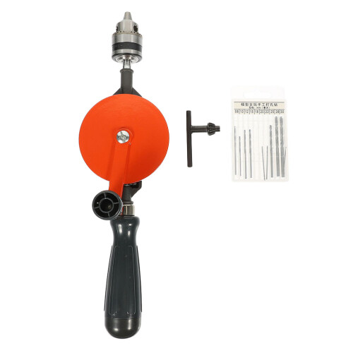 1Ensemble Perceuse Manuelle En Acier 45# Pour Bois, Portable Noire
