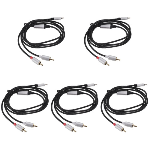 5Pièces Câble Audio USB C Rca Noir Métal Pour Enceintes 1