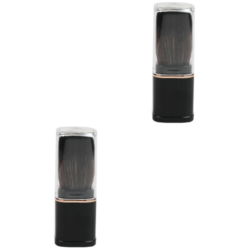 2Pièces Brosse Rétractable Noir Poudre Compact 2