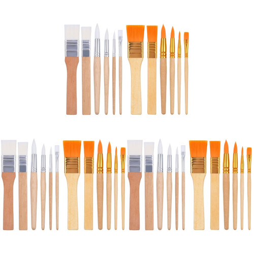 36Pièces Kit Pinceaux Résistants Bois Nylon Pour Polyvalente 2