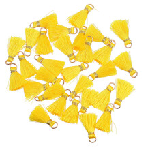 100St DIY Gele Rayon Tassels Met Gouden Hangers Voor Sleutels