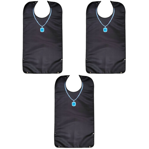 3Pcs Folding Adult Bib Black Washable Polyester Clothing Protector 2