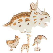 12Pcs Durable Wooden 3D Animals Puzzle DIY Toy for Kids Hands-on Play
