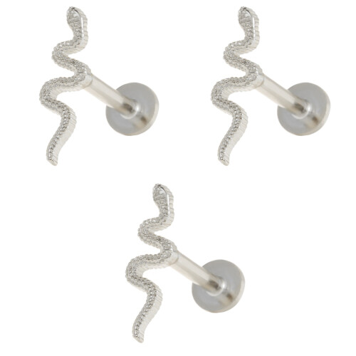 3Pièces Mini Boucles Serpent En Argent S925 Fins Pour 2