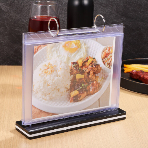 4Pcs White Plastic Label Display Stand Multi-Page Menu Display Holder 2