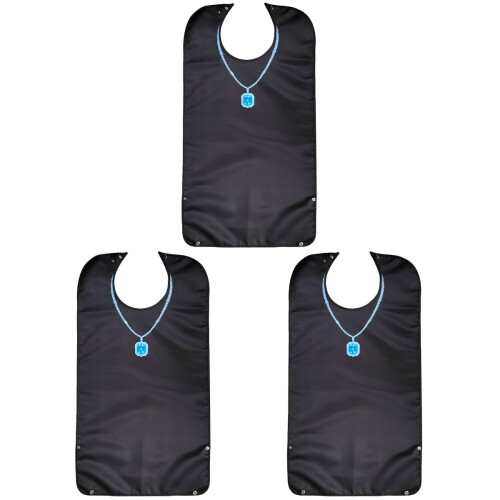 3Pcs Folding Adult Bib Black Washable Polyester Clothing Protector 1