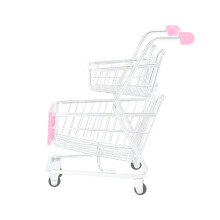 2St Roze Mini Winkelwagen Snackmand Ijzer ABS Sfeervolle Opslag Basket