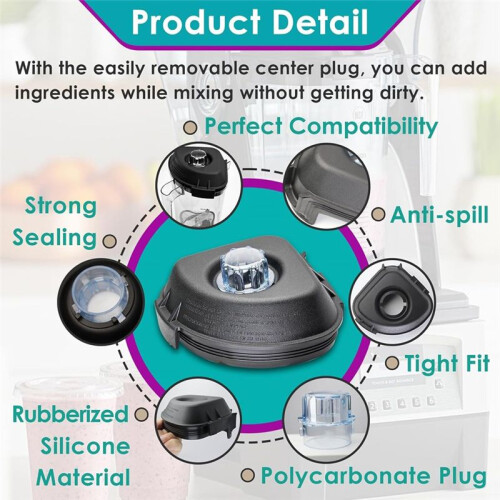 2Pcs Blender Lid for  Advance Containers 48Oz & 32Oz - Replacement Blender Cover for  Quiet One, VM0145 1