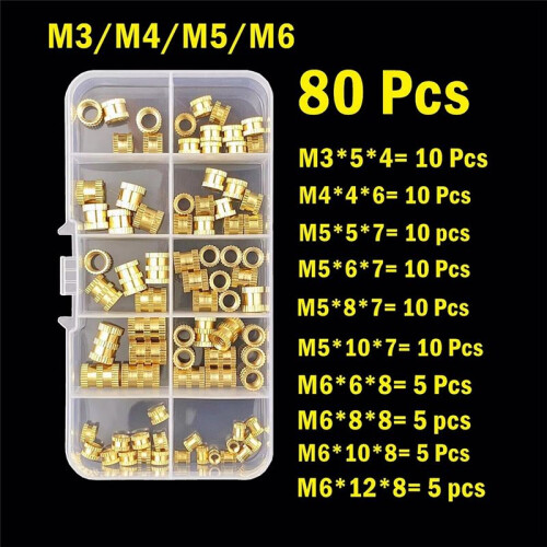 M3 M4 M5 M6 Brass Heat Insert Nut Hot Melt Nutinsert Thread Knurled Double Twill Nuts 3D Printer Accessories B 1