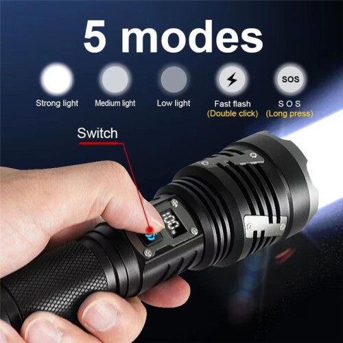 XHP360 Most Powerful LED Flashlight USB Rechargeable Lamp Ultra Powerful Flashlight Tactical,Lantern,C 2