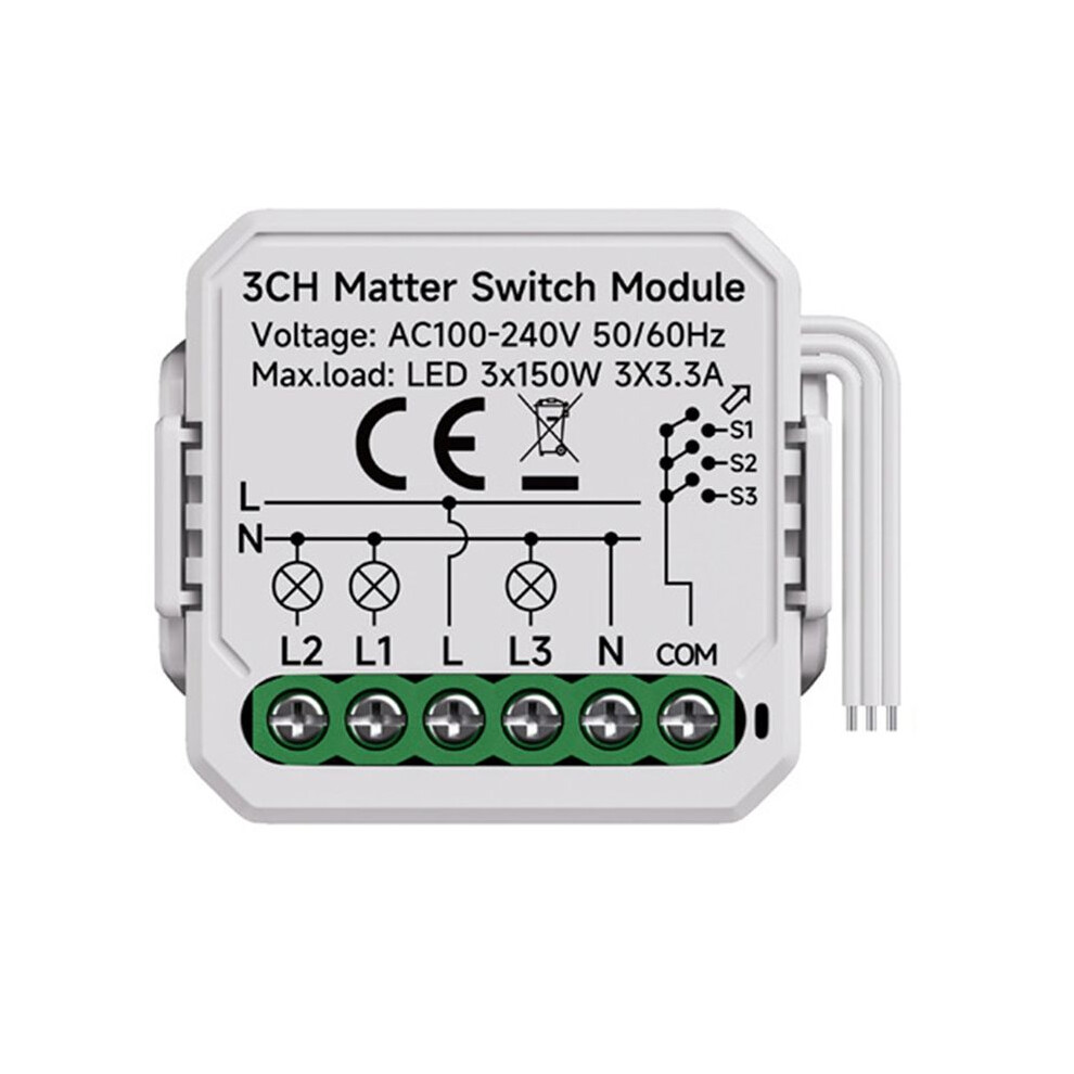 3 Gang Matter Wifi Module Home Relay Automation Breaker Work With Homekit Smartthings Alexa Home 3Ch 6031804973225