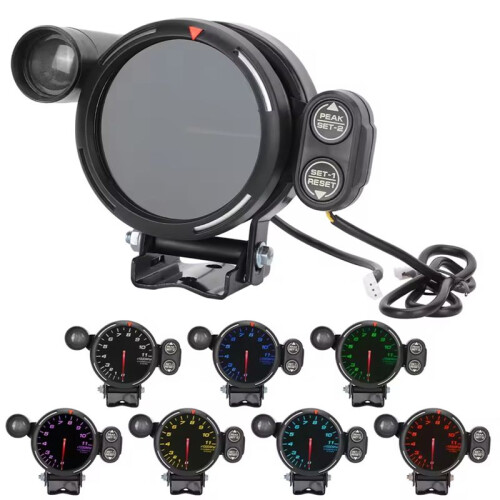 Tacômetro Eletrônico RPM 10-15V, Tacômetro Automático, Display Transparente, 3,15 Polegadas, 7 Cores ABS para Substituição 2