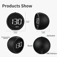 HUD B1 OBD-Projectorscherm -Updisplay Overtoerentalalarm RPM Voltmeter Watertemperatuurmeter Digitaal LCD-Paneel