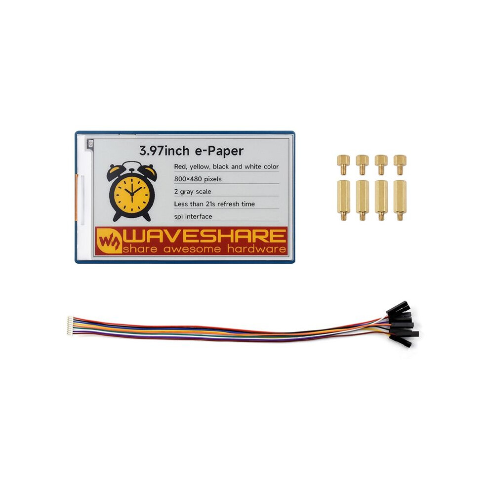 Waveshare Rpi 3.97Inch E-Paper E-Ink Display Hat Spi 800X480 Red/Black / White/Yellow For Stm32 Jetson A 4713404574164