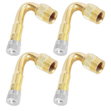 4 Pcs 45-Degree Tire Valve Stem Extension Adapters Brass Valve Extenders for Tires of Cars RV Motorcycles (Gold)