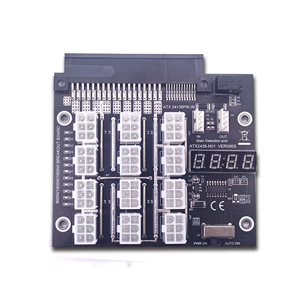 Atx 24+36Pin To 12X 6Pin Power Supply Adapter Converter For Psu 12V Breakout Board For Btc Mining Enhanced Version 4713609147217