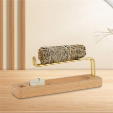 Natural Wood Incense Burner Holder for Palo Santo & Sage Smudge Sticks Long-Lasting Burning Sage Holder