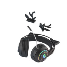 Cute Antlers Cat Ear Wireless Headphone Gamer Earphone Gaming Headset with RGB Light for Kid Black