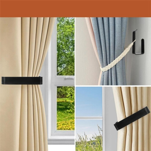 Acrylic Self-Adhesive Curtain Holdbacks - No Drill & Easy Install Curtain Tiebacks, Modern Design Curtain Tie Backs 1
