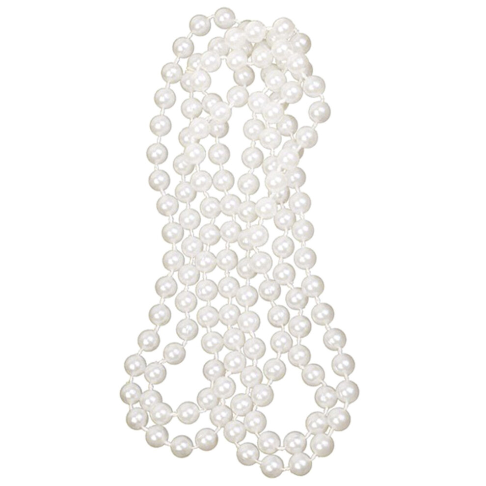 Long Artificial Pearl Necklace Jewelry Accessory For Flapper Girl Costume 1920S White 6032923115220