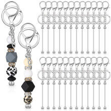 24 PièCes Barres de Porte-CléS PerléEs en Vrac pour Perles Bricolage Porte-CléS Vierge Porte-CléS en Perles en MéTal pour Porte-CléS de Perles
