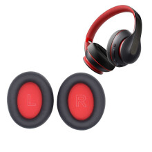 Pour Soundcore Life Q10 Housse de Casque Housse de Protection Cache-Oreilles Remplacement Confort Coussinets D'Oreille, Noir + Rouge