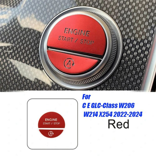 Car Interior Engine One Start Stop Key Button Sticker for - C E GLC-Class W206 W214 X254 2022-2024 Red 1