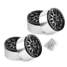 2,2 Tums Beadlock Hjulfälgar Heavy Duty Alloy för 1:10 RC Crawler SCX10 -4 4 St-Set Silver