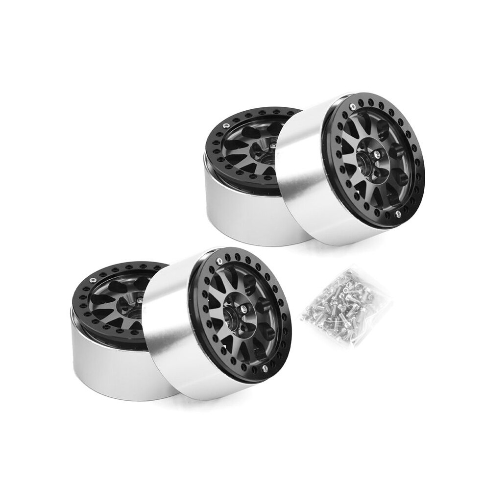 Tauoh Silver 2.2 Inch Beadlock Wheel Rims Heavy Duty Alloy For 1:10 Rc Crawler Scx10 -4 4Pcs-Set