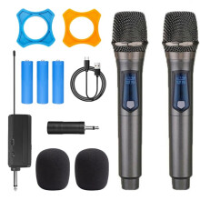 Draadloze Microfoon 2 Kanalen UHF Professionele Handmicrofoon voor Party-Karaoke Professionele Kerkshow (1 Tot 2)