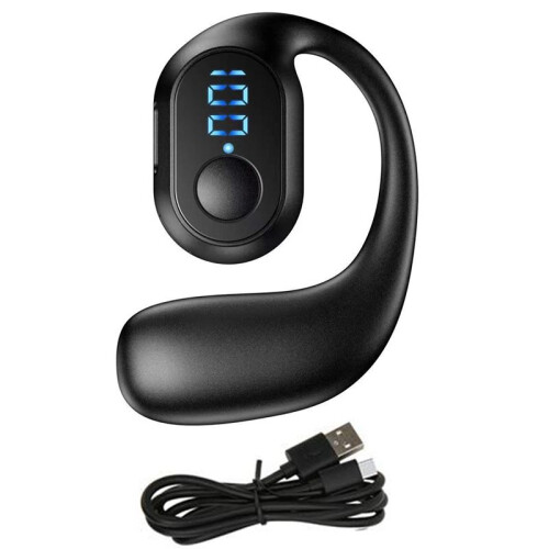 Digital Display Single Ear Hanging Ear  Headset Open  5.3 Wireless Headset Earphone Black