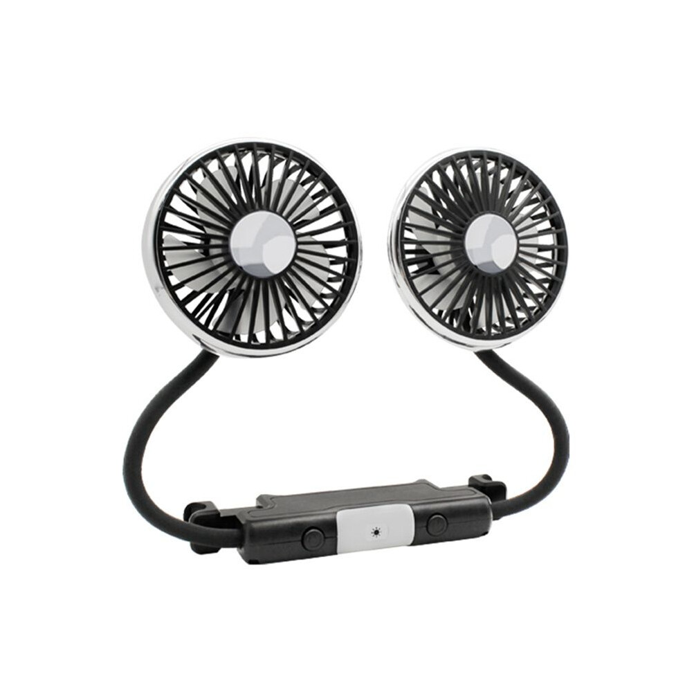 Car Fan For Backseat, Dual Hose Car Fan With Led Lights, Portable Usb Fan For Car, 3 Speeds Cooling Car Fans 4714154788474