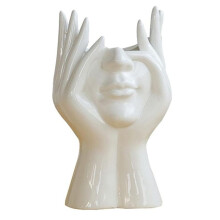 Nordic Style Flower Vase Women Body Half Face Flower Pot Vase Ceramic Art Crafts Bedroom Living Room Desktop Decor,B