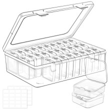 Petits Organisateurs de Perles, 30 Boîtes de Rangement en Plastique, Conteneurs Artisanaux Transparents avec Couvercle à Charnière et Étiquette