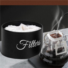 Kaffeefilterhalter, Aufbewahrungskorb für Kaffeefilter mit Deckel, Runder KaffeefilterbehäLter für die Theke, Schwarz