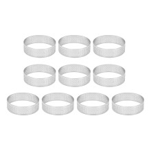 10Pcs Circular Tart Rings with Holes Stainless Steel Fruit Pie Quiches Cake Mousse Mold Kitchen Baking Mould 7cm