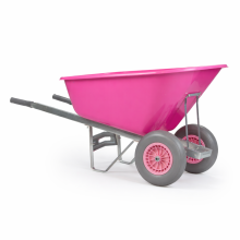 KCT 200L Wheelbarrow Pink Plastic Heavy Duty Garden Barrow 2 Twin Wheel Puncture Proof Solid Tyre Large Builder Equestrian Stable Yard Big Horse